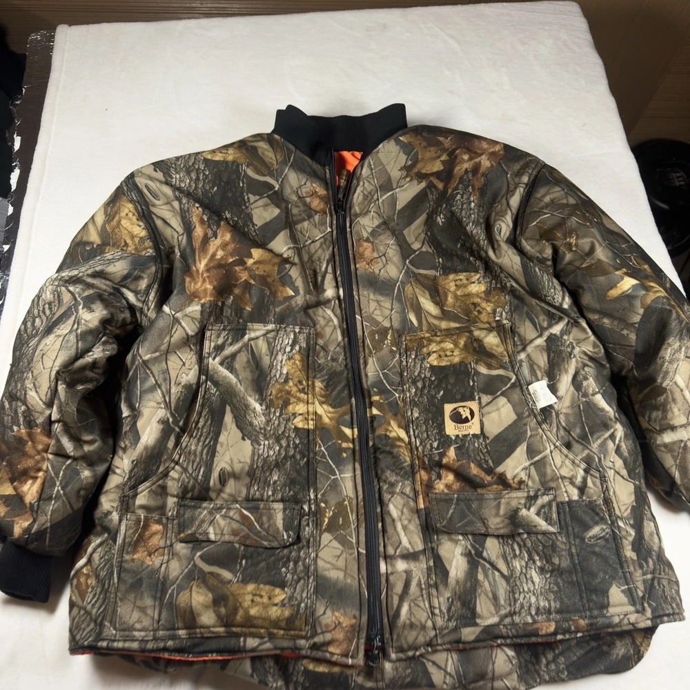 Berne 3XLR Realtree Hardwoods Camo Jacket‎ Reversible Blaze Orange Insulated
